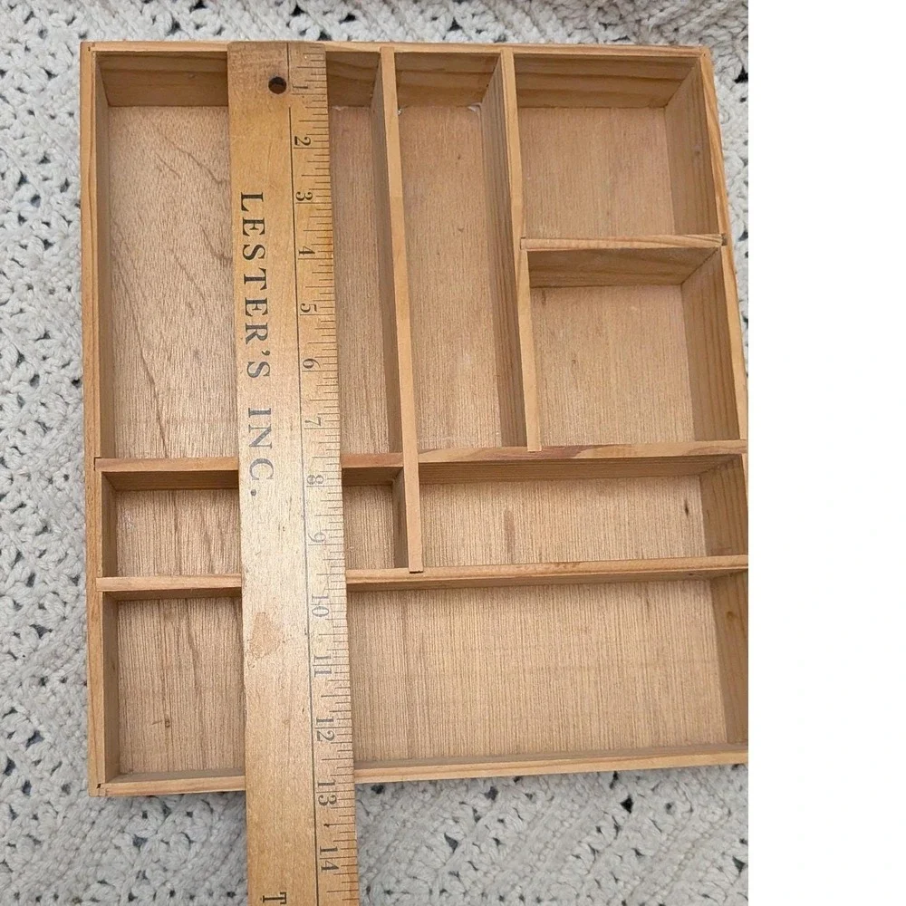 Accents Natural Collection Wood Shadowbox Multi Compartment Display Tray 13x11.5